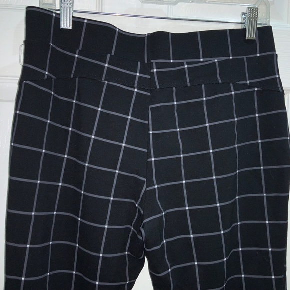 Lark + Grey windowpane check bootcut pants Sz L pull on style zipper detail - Picture 6 of 8